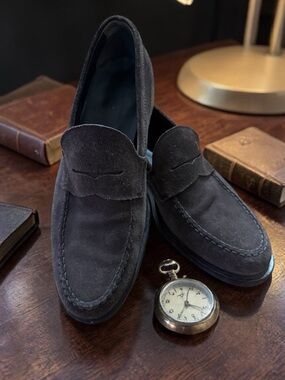 Tod's Black Suede Penny Loafers